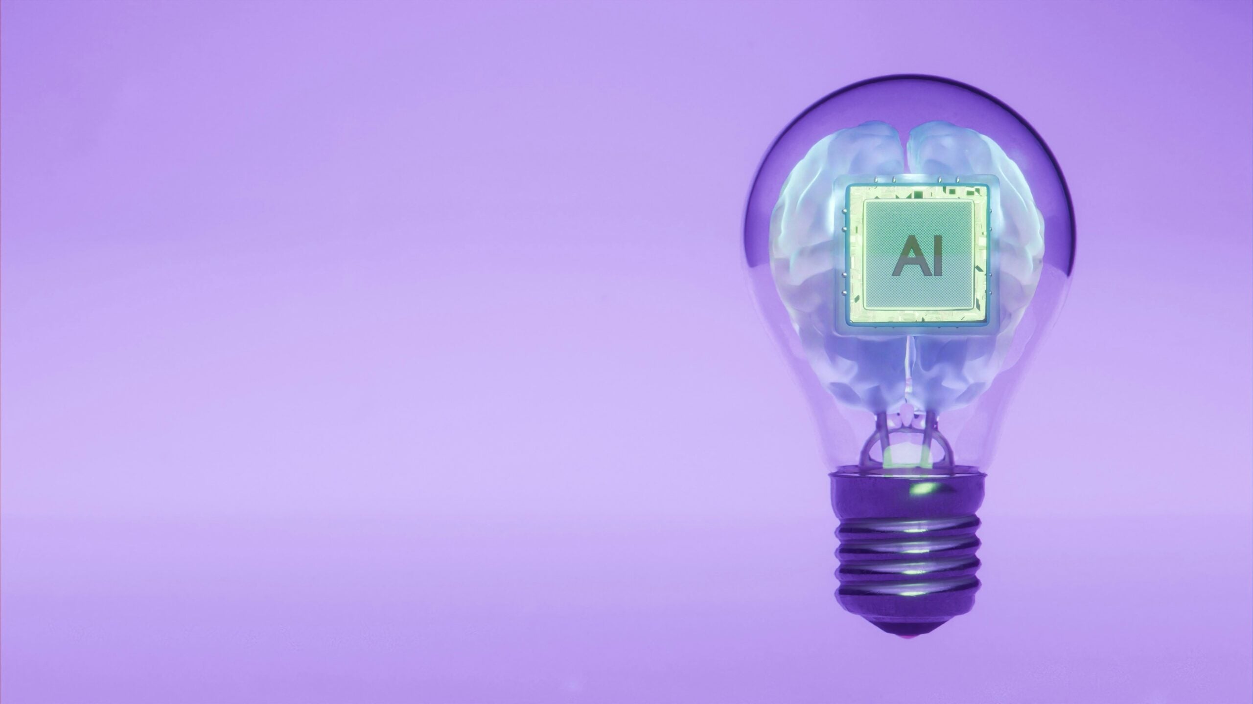 A lightbulb containing an AI chip, representing advice on AI, data protection and governance
