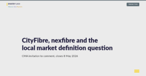 Header image for Bratby Law analysis of CityFibre intervention in the CMA nexfibre/Substantial merger inquiry
