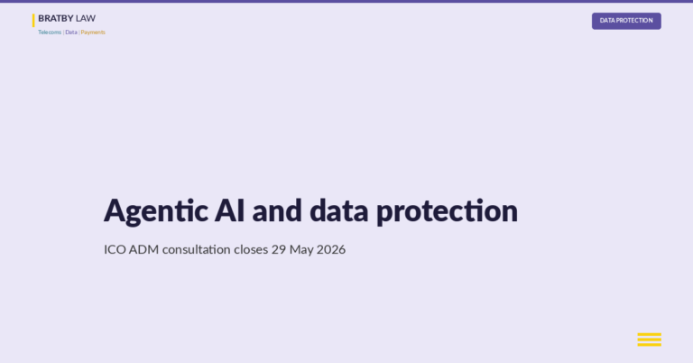 Bratby Law header image: Agentic AI and data protection — ICO ADM consultation closes 29 May 2026