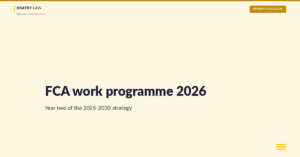 FCA work programme 2026: year two of the 2025-2030 strategy