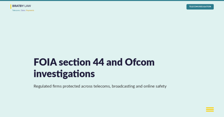FOIA section 44 and Ofcom investigations: regulated firms protected across telecoms, broadcasting and online safety