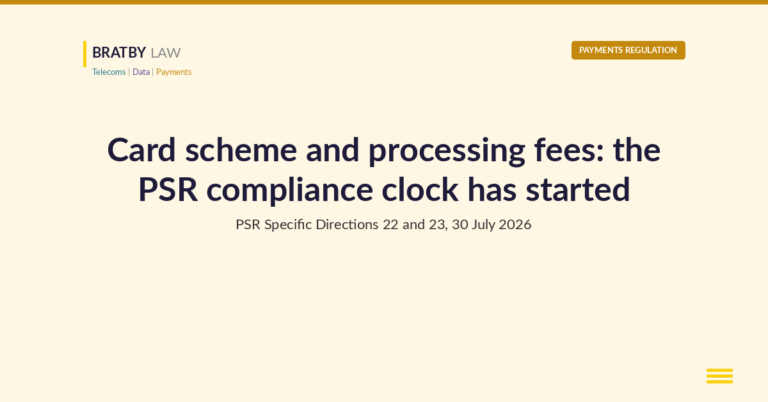 Card scheme and processing fees: PSR Specific Directions 22 and 23, July 2026