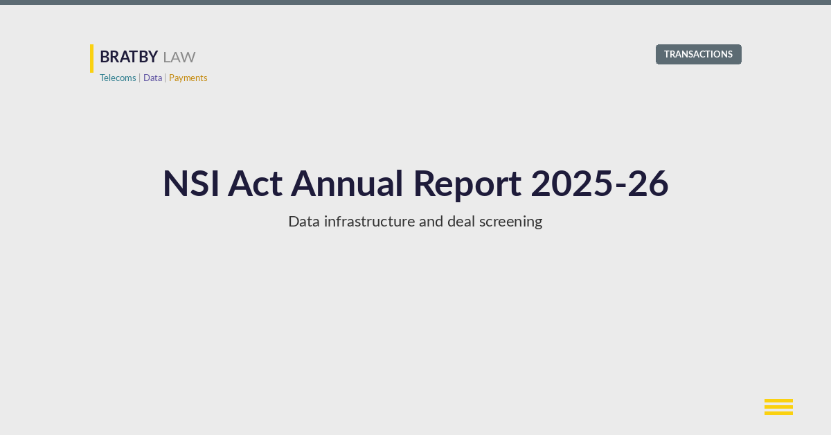 NSI Act annual report 2025-26: data infrastructure and telecoms deal screening