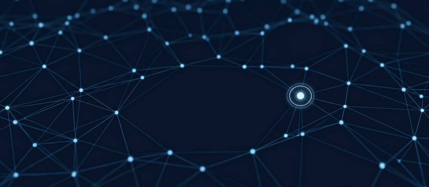 A single point of light ringed and connected to a wider network, representing strategic market status designation and conduct requirements