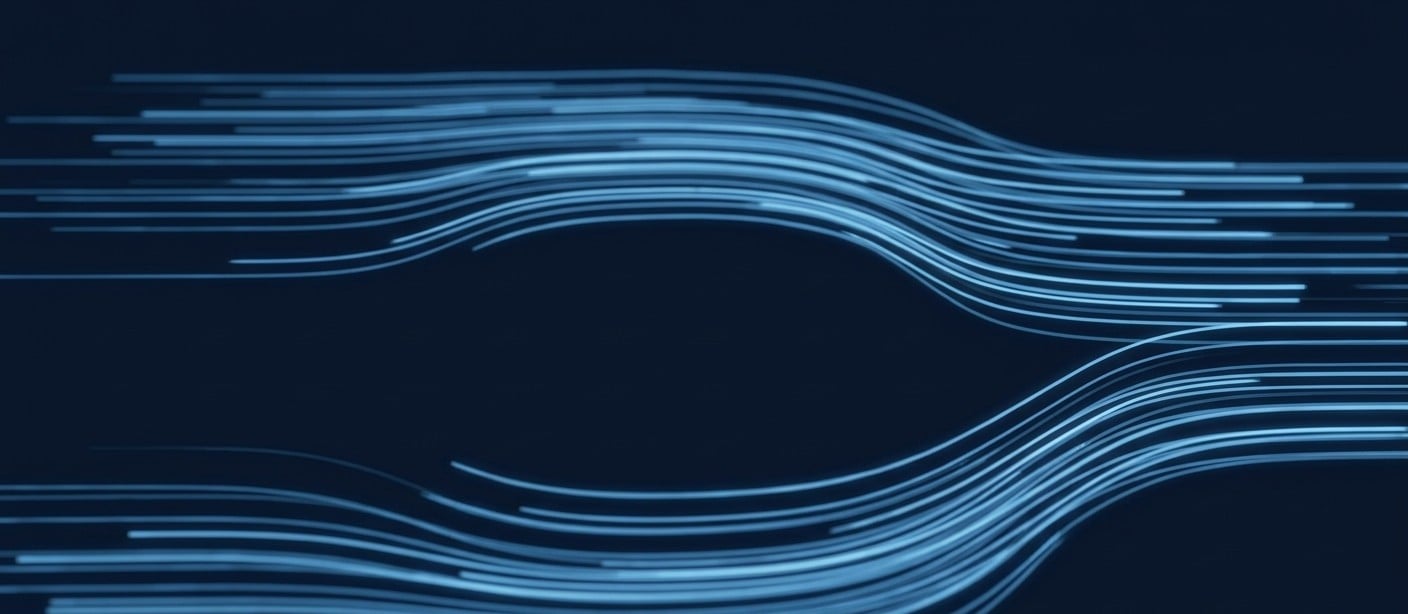 Streams of light bending onto a new path, representing pro-competition interventions in digital markets