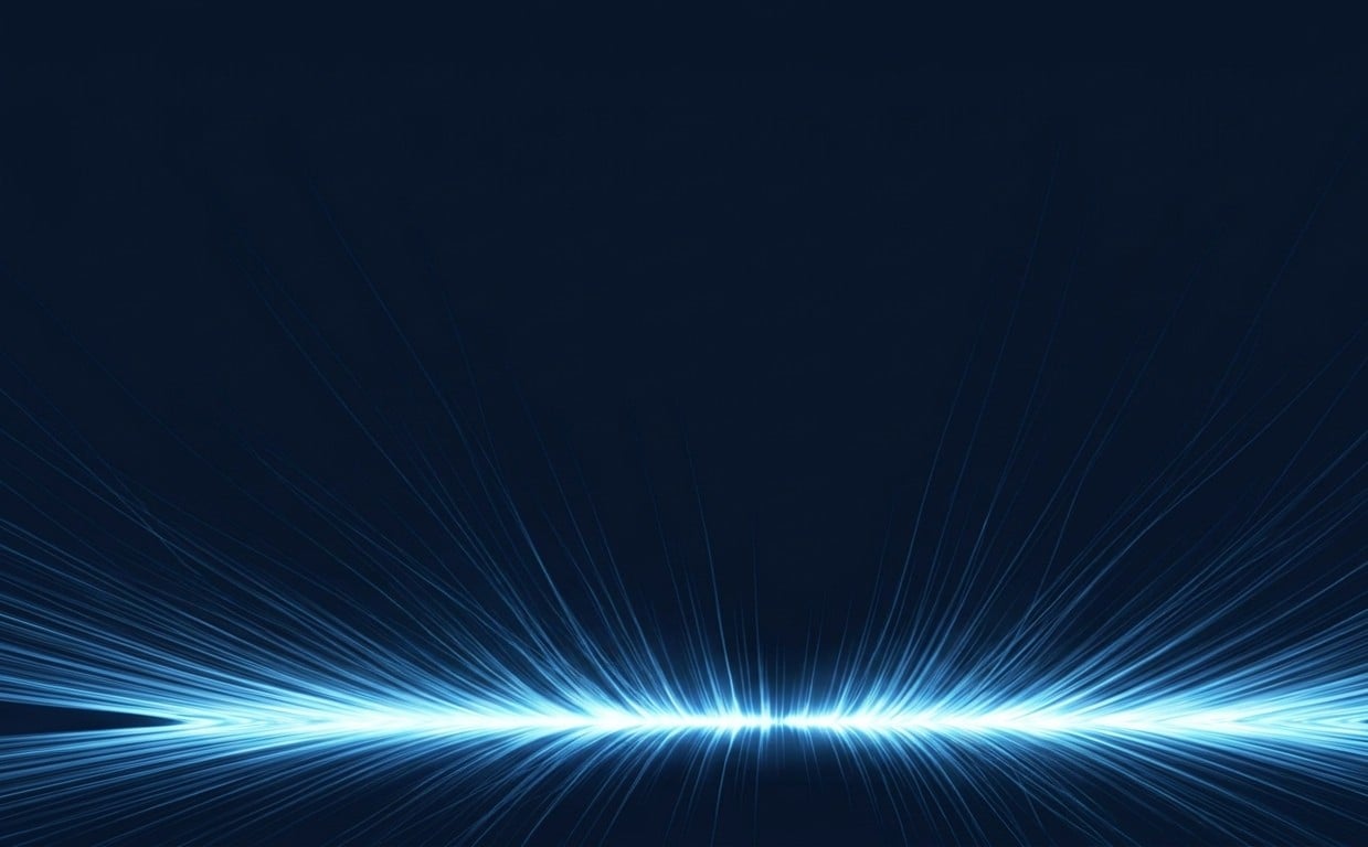 A compressed band of bright light under tension, representing competition enforcement and litigation