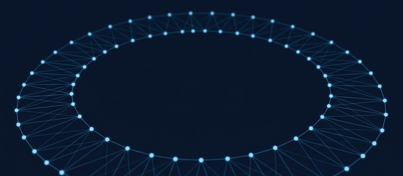 A closed ring of evenly connected points of light, representing EU Digital Markets Act compliance