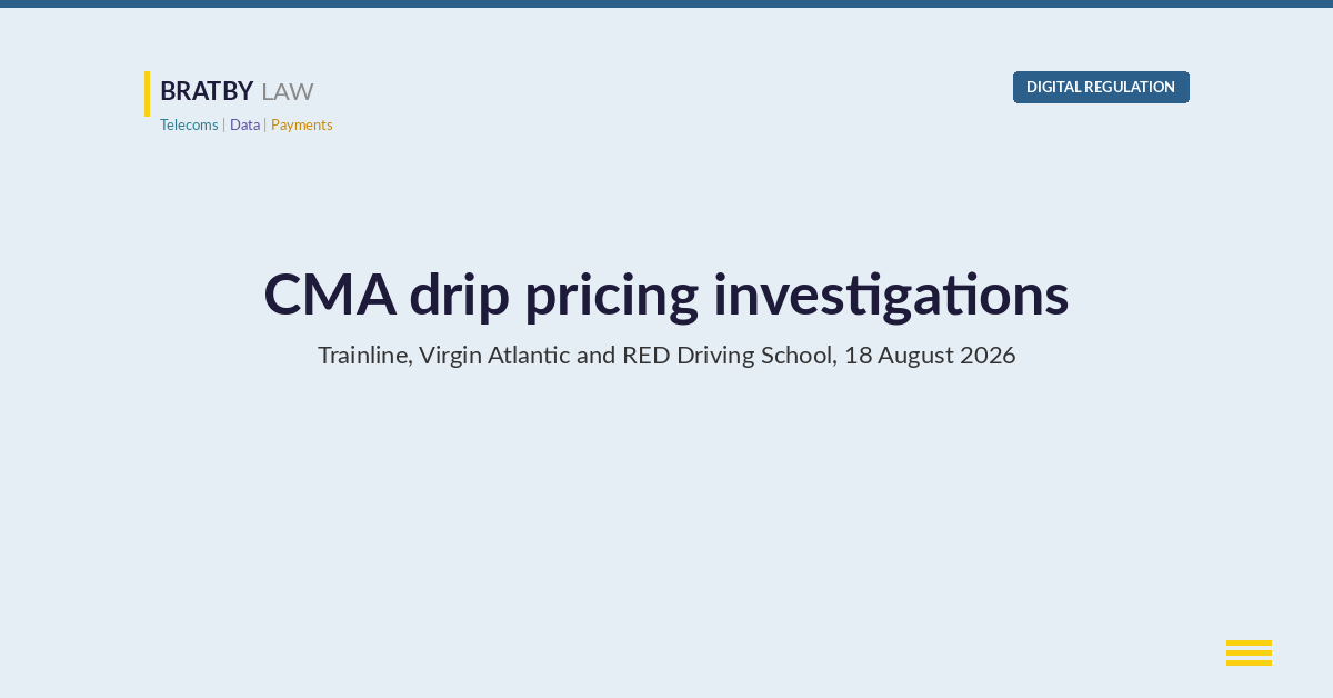 CMA drip pricing investigations into Trainline, Virgin Atlantic and RED Driving School, opened 18 August 2026