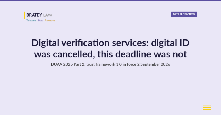 Bratby Law header image for an article on the UK digital verification services register under Part 2 of the Data (Use and Access) Act 2025
