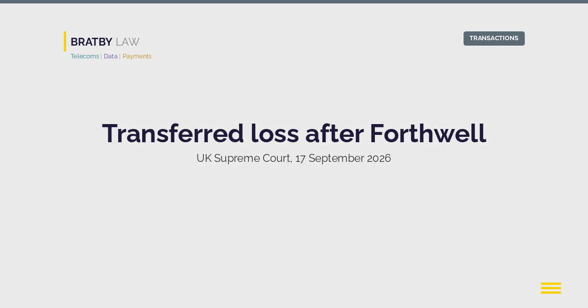 Bratby Law Transactions header card reading Transferred loss after Forthwell