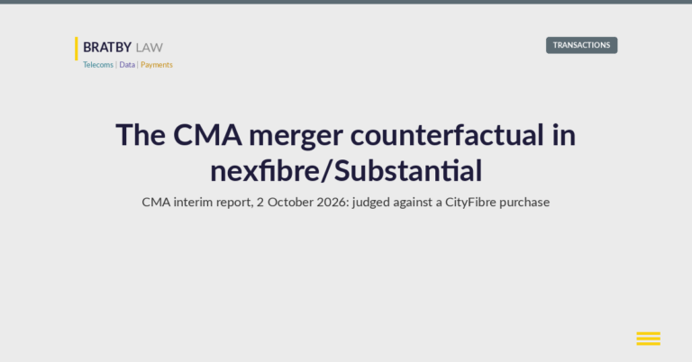 The CMA merger counterfactual in nexfibre/Substantial: CMA interim report, 2 October 2026